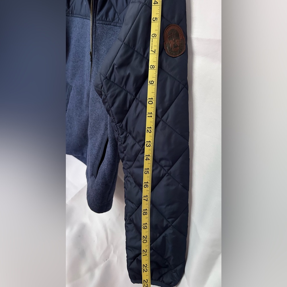 Lands’ End Men’s Jacket Quilted Navy Blue Small Brown Corduroy Collard - Picture 7 of 8